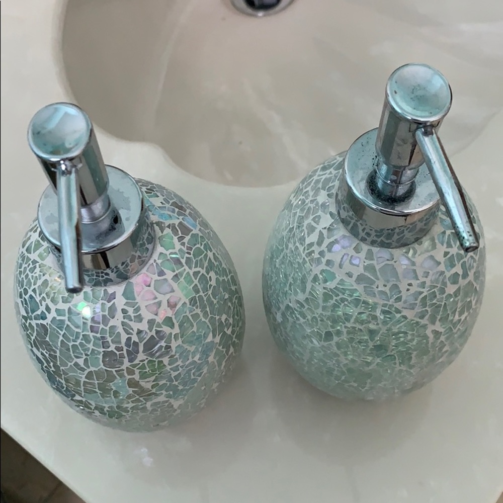 Mosaic glass soap dispensers
